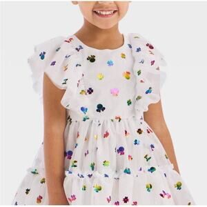 Disney Minnie Mouse Rainbow foil tulle dress in white Toddler 2T Disneyland